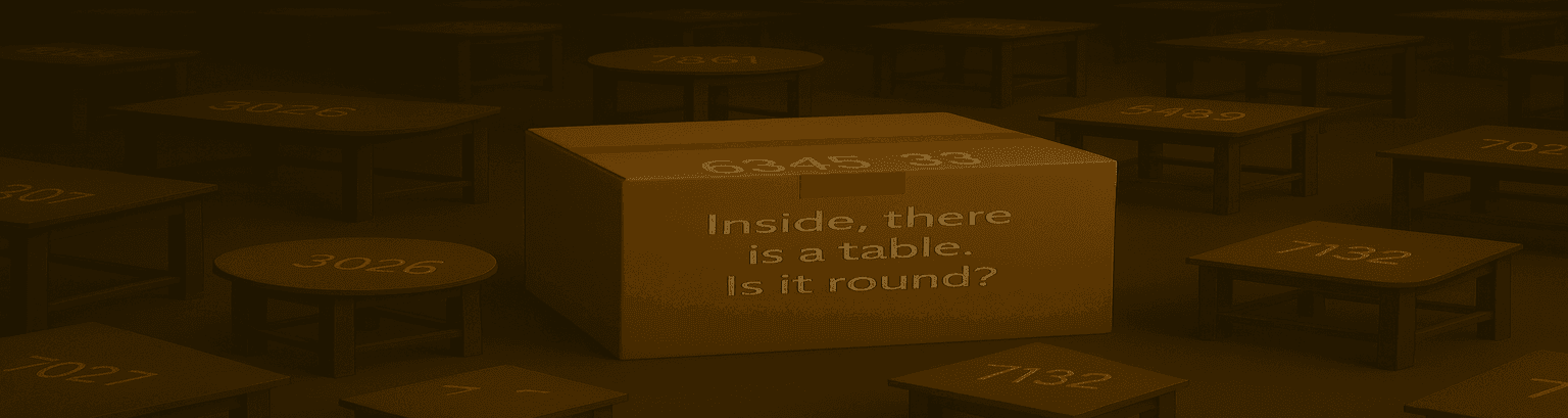 A mysterious warehouse filled with numbered tables